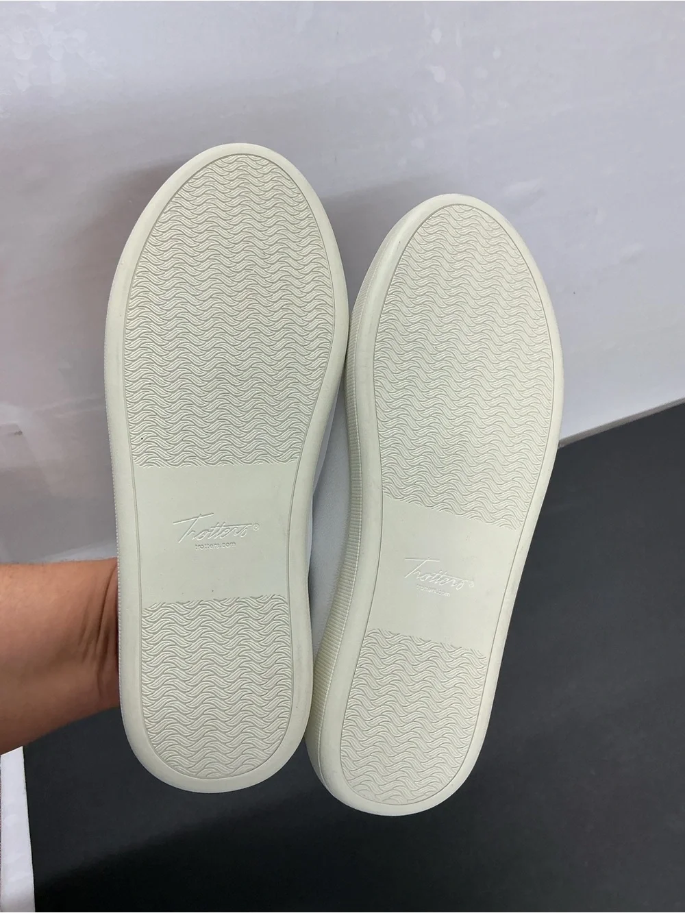 Trotters White Slip-On Sneakers with Cream Accents